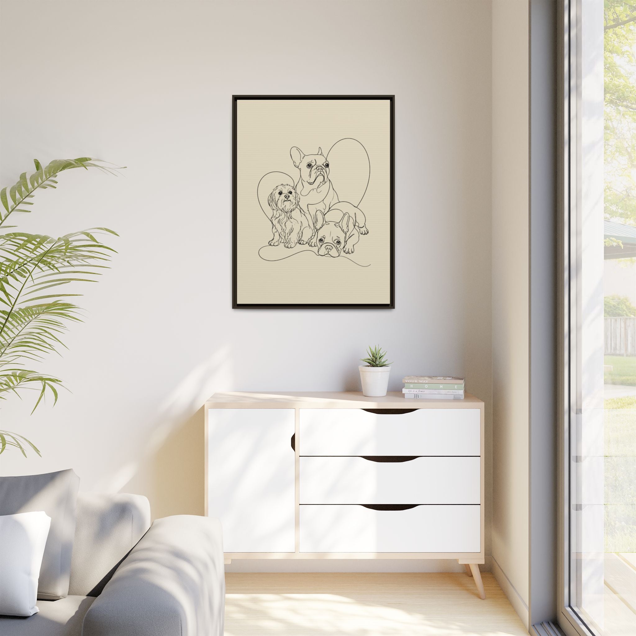 Frenchie Matte Canvas, Framed (Multi-color)