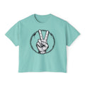 Personalized Women’s Boxy Tee — Peace Hand Graphic & “Purpose Looks Good on Me” Back Print