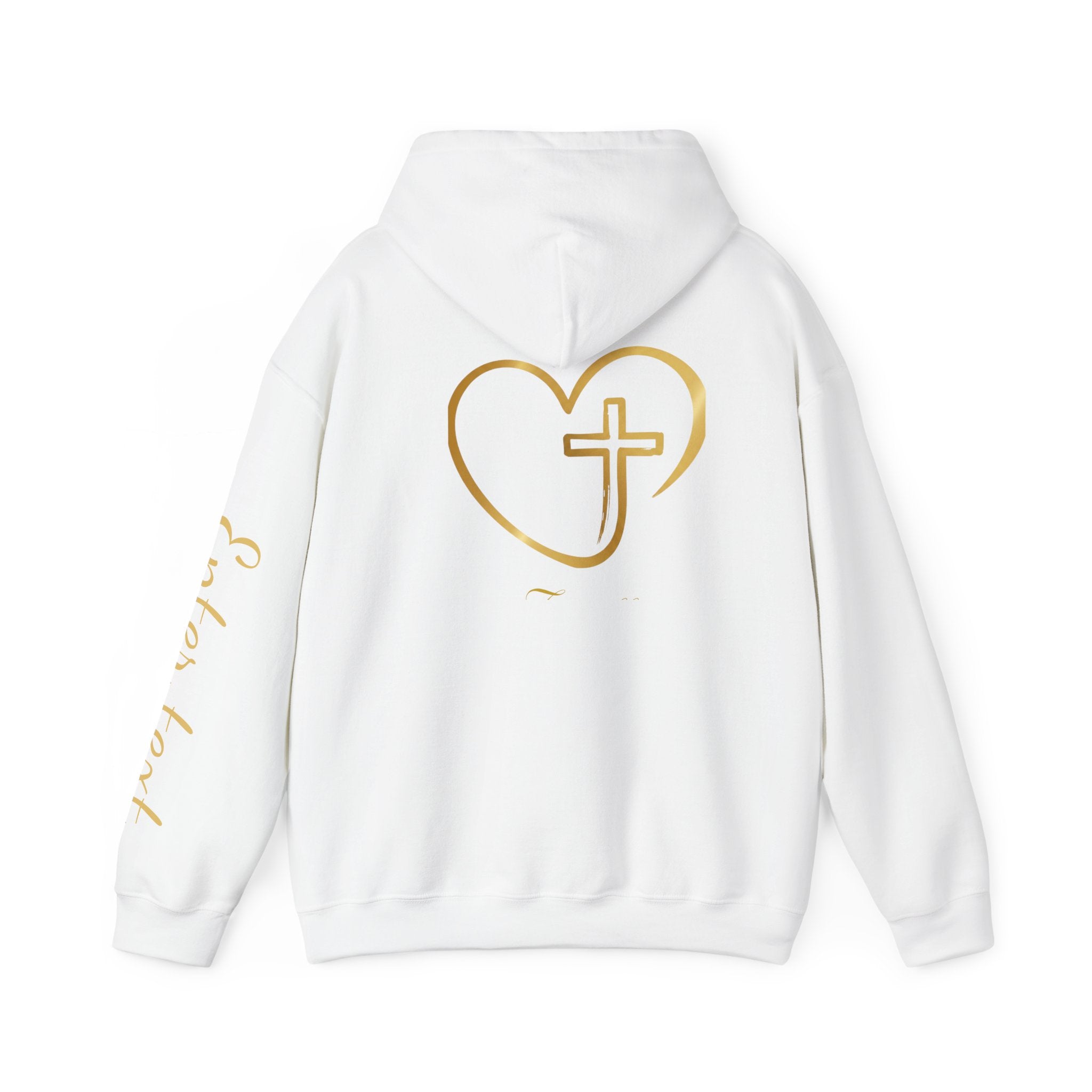 Copy of Personalized Christian Heart Hoodie — Gold Cross Heart Religious Pullover