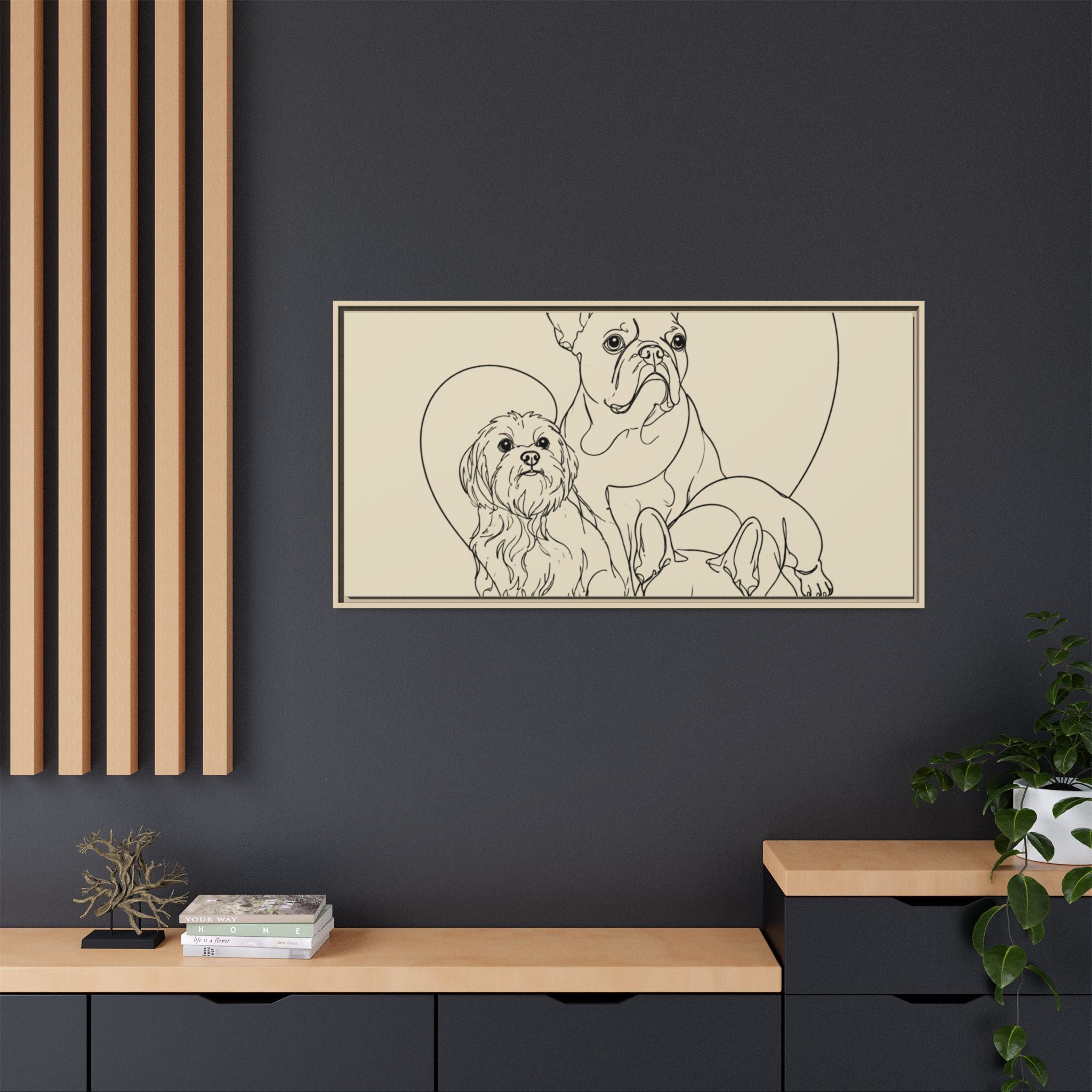 Frenchie Matte Canvas, Framed (Multi-color)