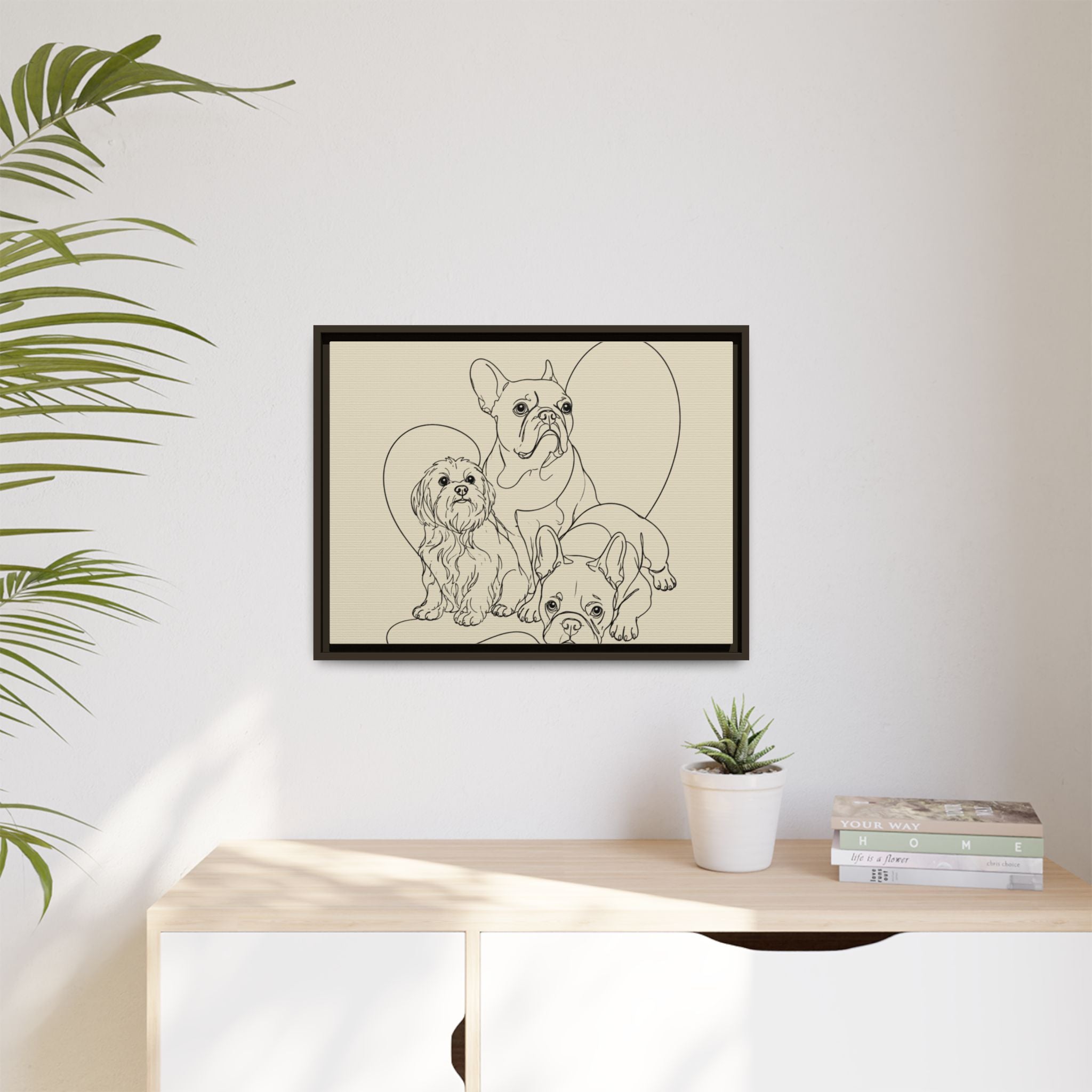 Frenchie Matte Canvas, Framed (Multi-color)