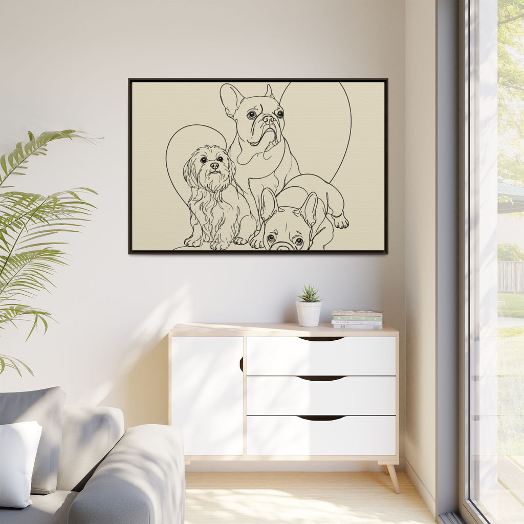 Frenchie Matte Canvas, Framed (Multi-color)