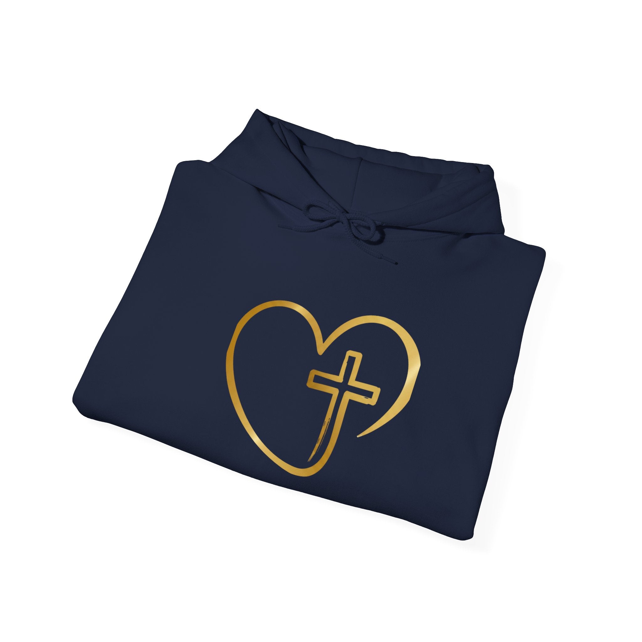 Copy of Personalized Christian Heart Hoodie — Gold Cross Heart Religious Pullover