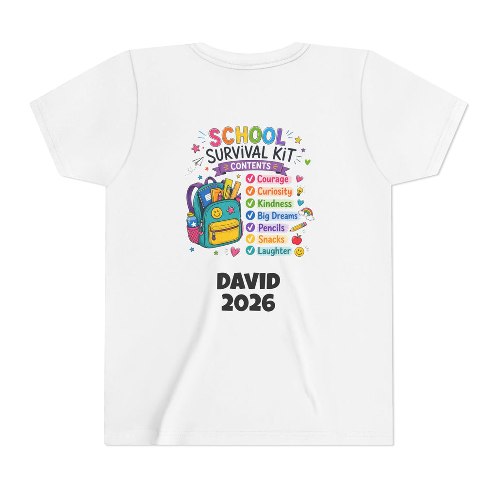 First Day of School Personalized Youth Tee — "Let's Make It Awesome!" Backname Personalizable (David 2026)