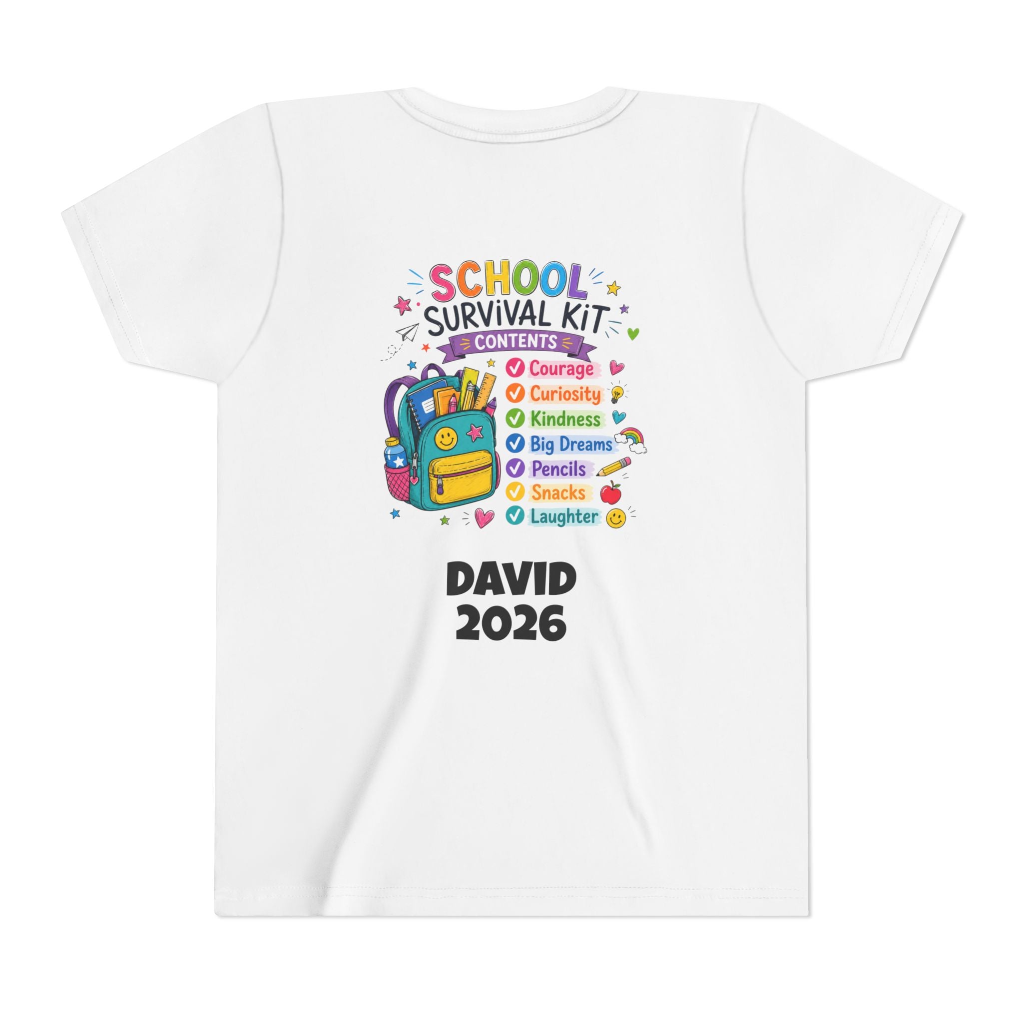 First Day of School Personalized Youth Tee — "Let's Make It Awesome!" Backname Personalizable (David 2026)