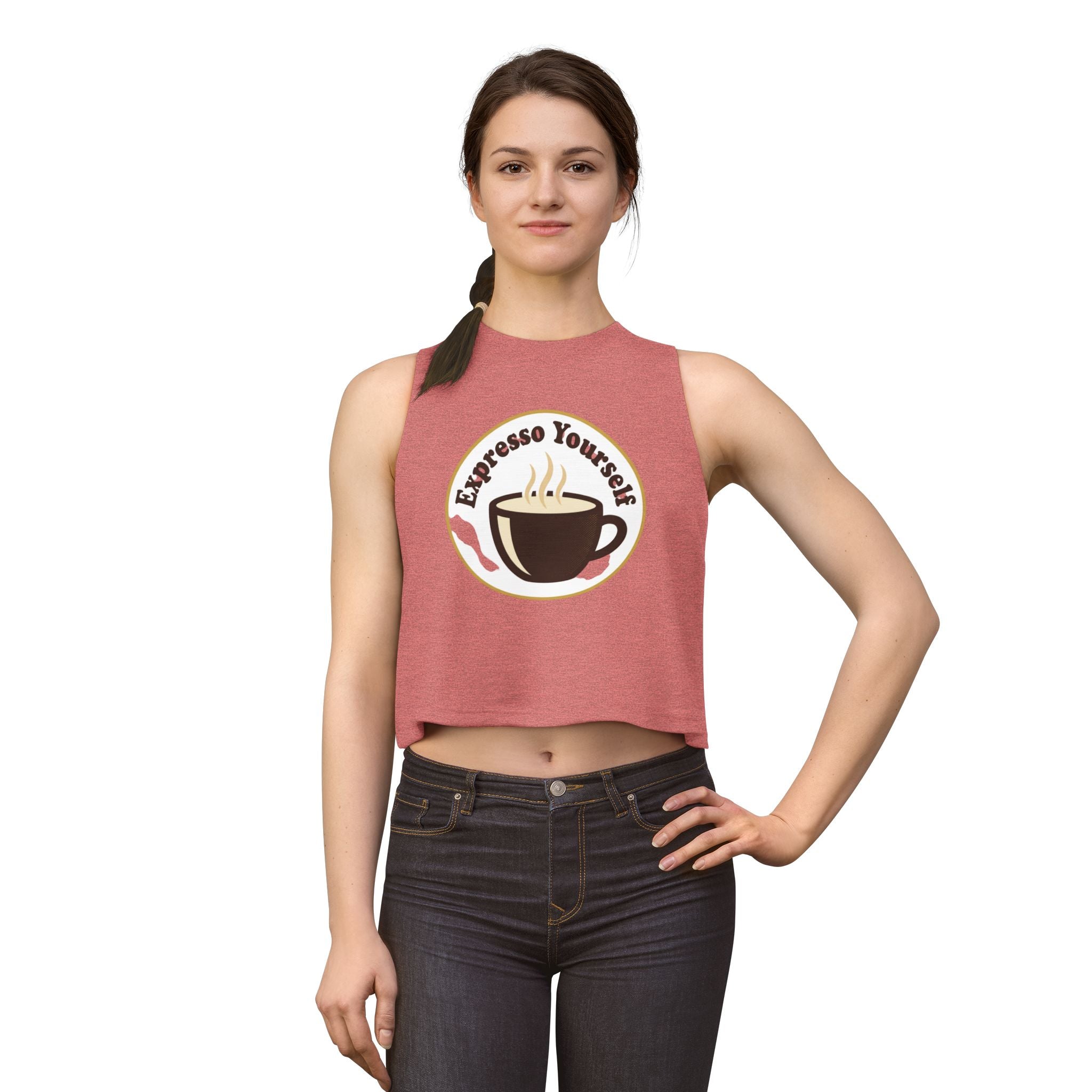 Espresso Yourself Crop Top — Cute Coffee Graphic Women's Tank