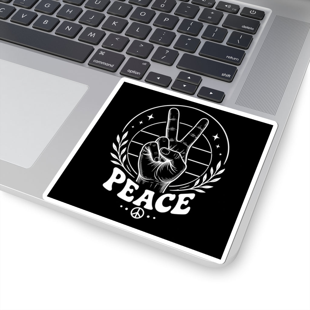 Peace Hand Kiss-Cut Sticker — Retro Victory Sign Sticker for Laptops & Journals