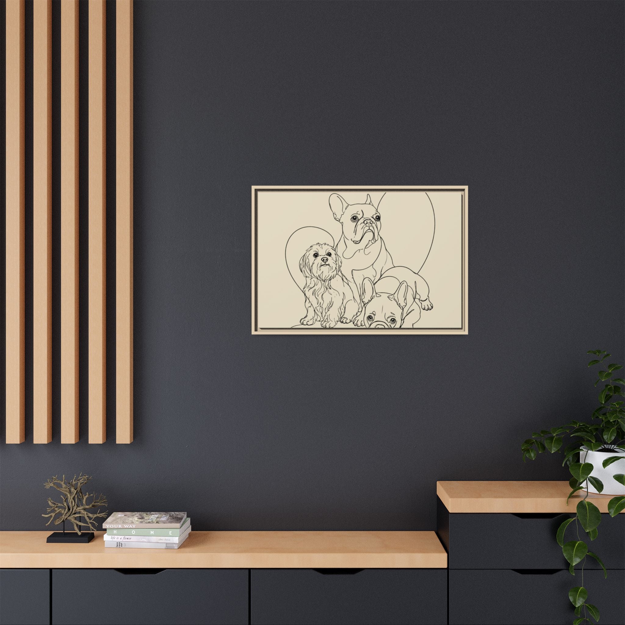 Frenchie Matte Canvas, Framed (Multi-color)