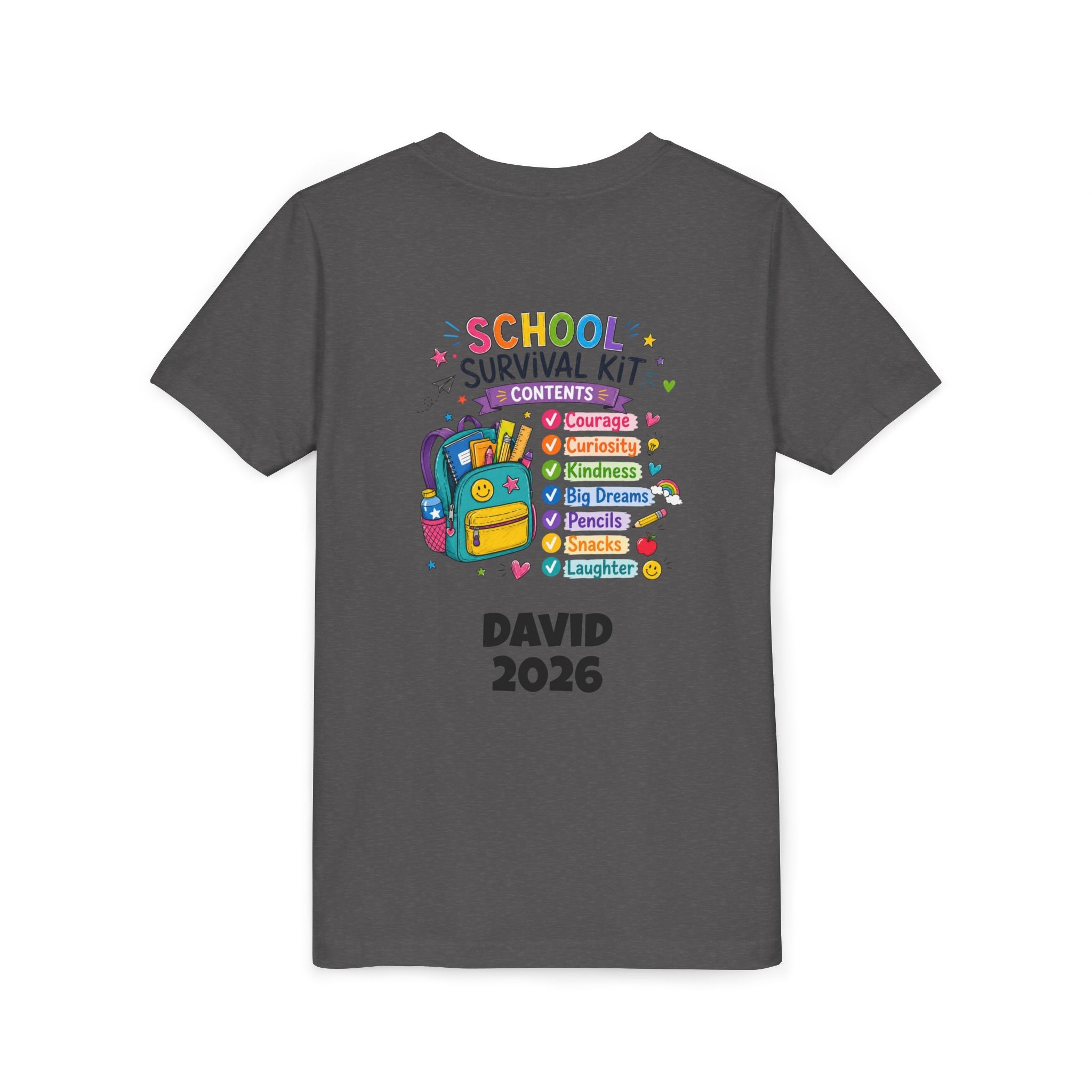 First Day of School Personalized Youth Tee — "Let's Make It Awesome!" Backname Personalizable (David 2026)