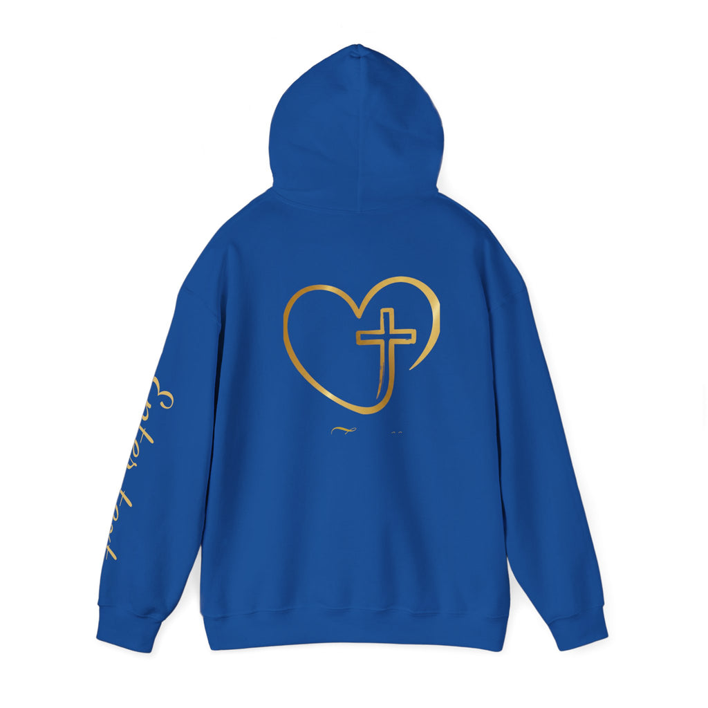 Copy of Personalized Christian Heart Hoodie — Gold Cross Heart Religious Pullover