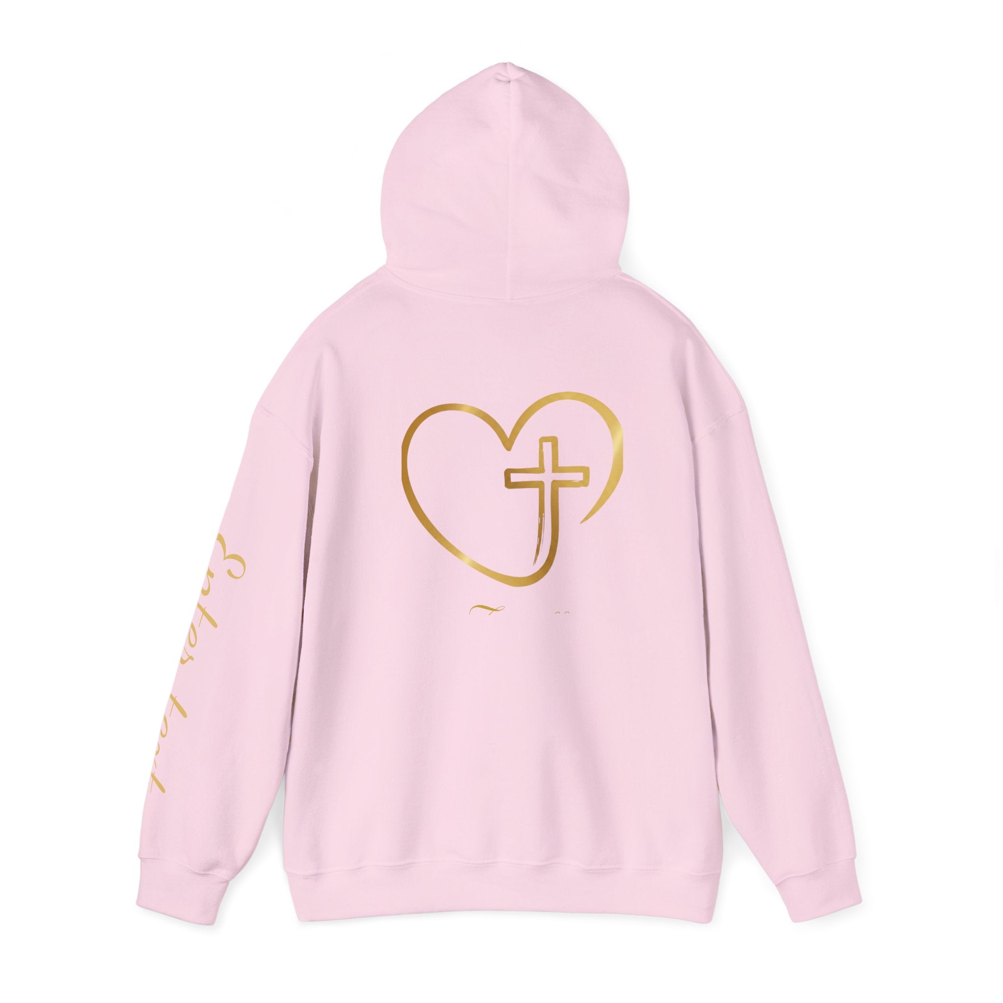 Copy of Personalized Christian Heart Hoodie — Gold Cross Heart Religious Pullover