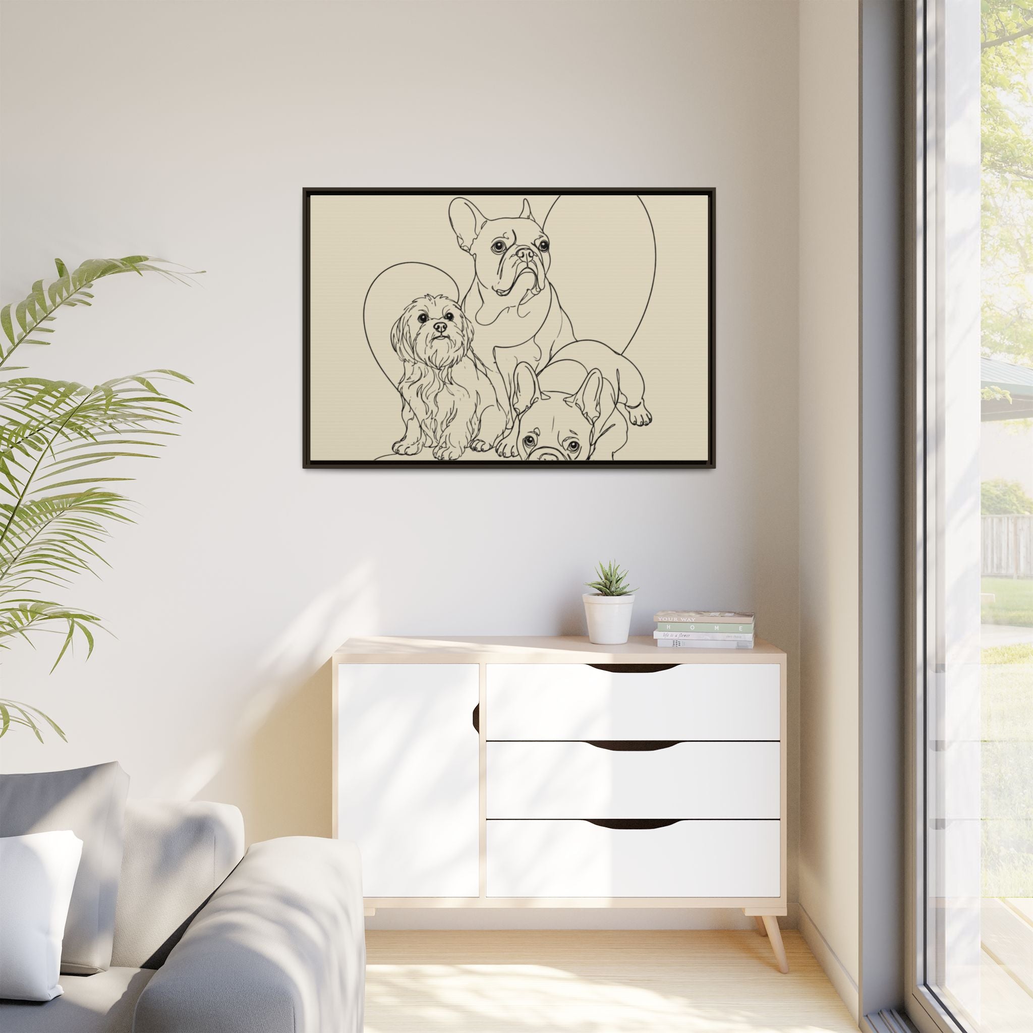 Frenchie Matte Canvas, Framed (Multi-color)