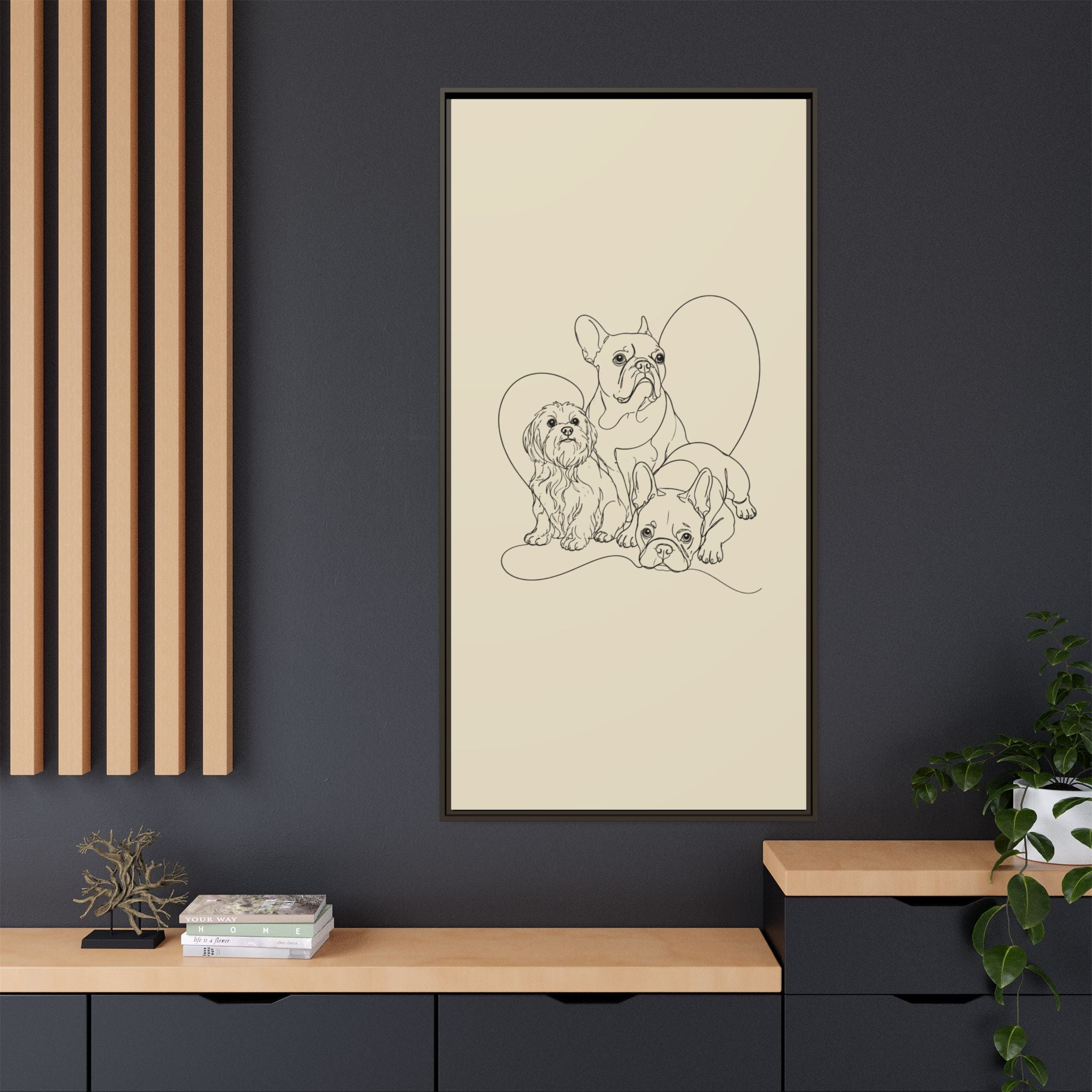 Frenchie Matte Canvas, Framed (Multi-color)
