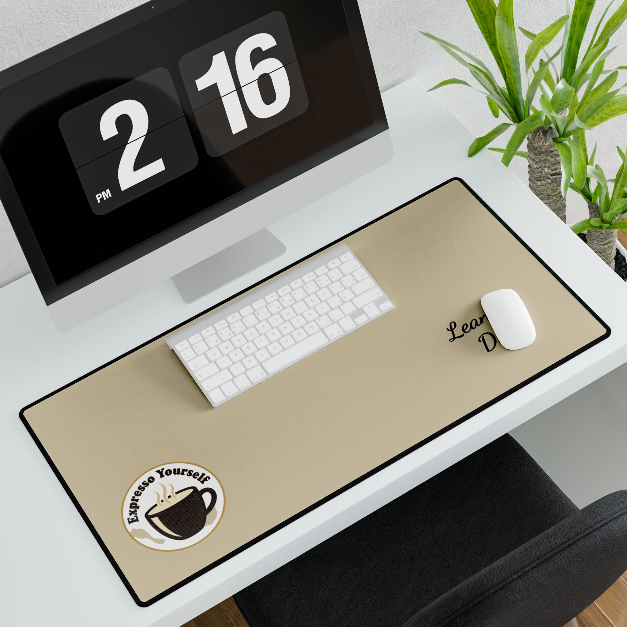 Personalized ExpressoLarge Minimalist Desk Mat — Solid Neutral Gaming/Office Mousepad