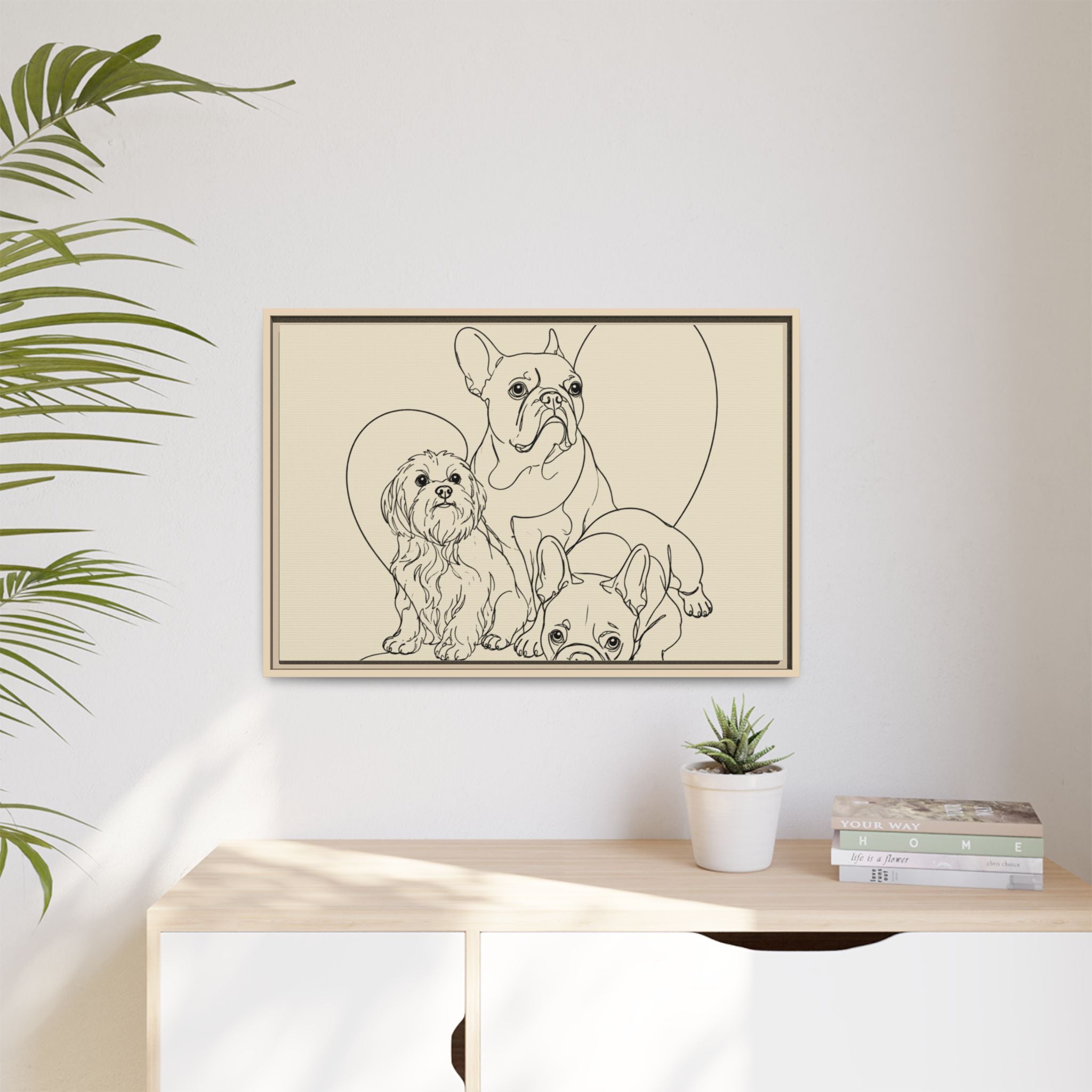 Frenchie Matte Canvas, Framed (Multi-color)
