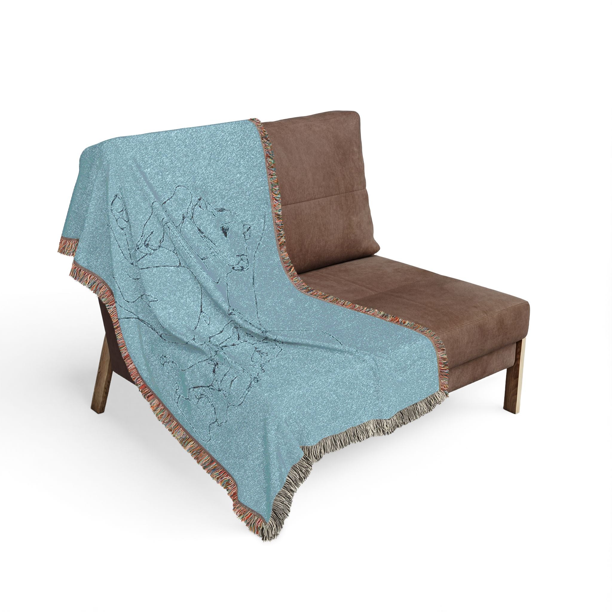 Woven Blanket — Minimalist Line Art Frog Throw Blanket