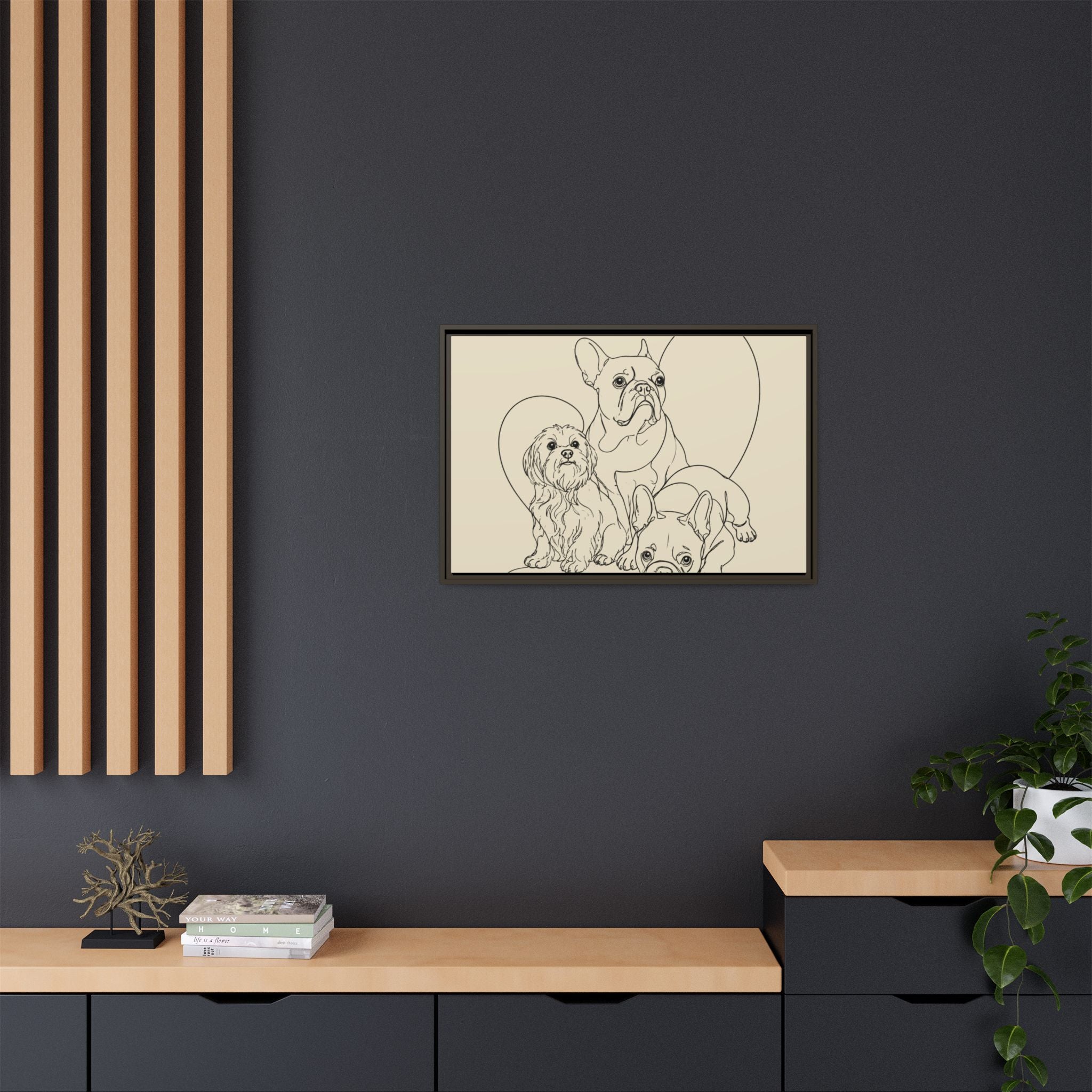 Frenchie Matte Canvas, Framed (Multi-color)