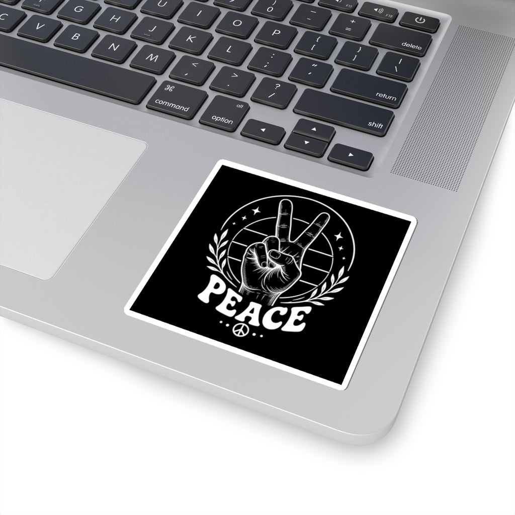 Peace Hand Kiss-Cut Sticker — Retro Victory Sign Sticker for Laptops & Journals