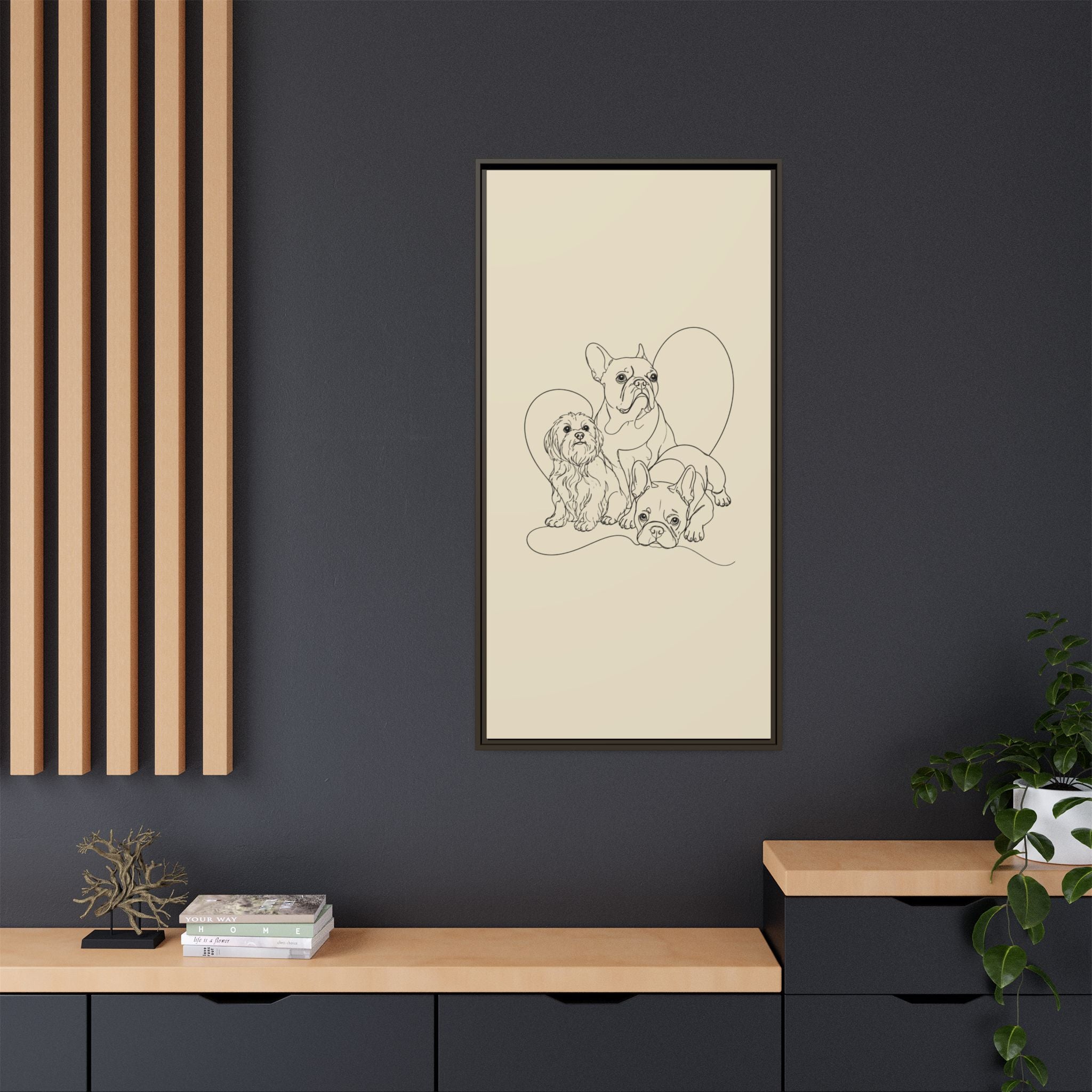Frenchie Matte Canvas, Framed (Multi-color)