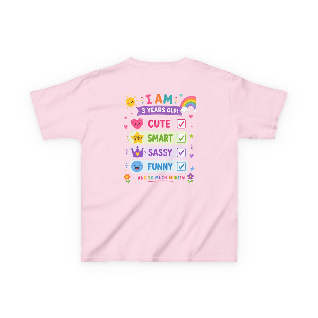 3rd Birthday Kids Tee — "Three-nager" Personalized Name Shirt (I Am 3 Years Old: Cute, Smart, Sassy, Funny)