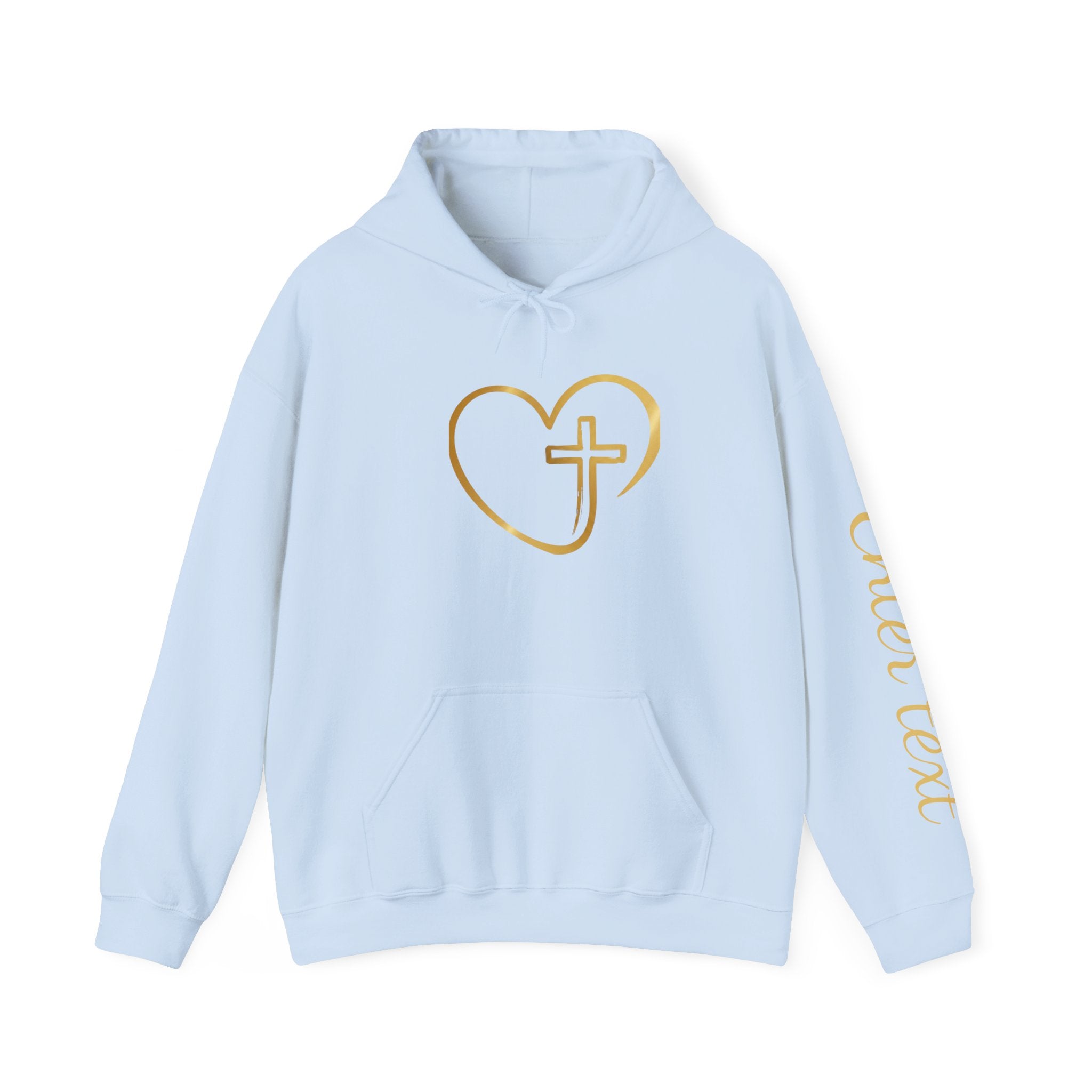 Copy of Personalized Christian Heart Hoodie — Gold Cross Heart Religious Pullover