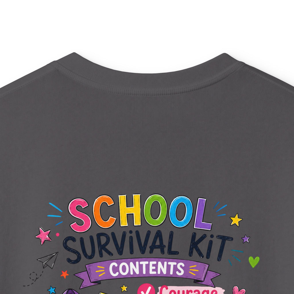 Kids Softstyle Tee- Personalized back to school, with Name, grade, and school survival kit