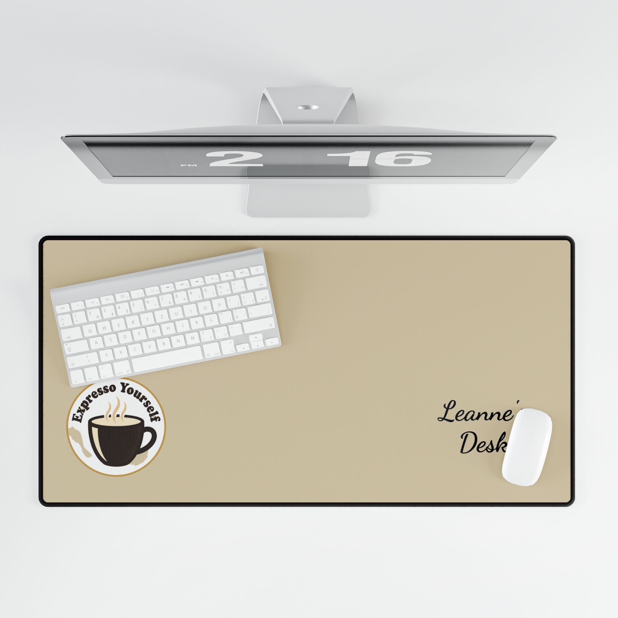 Personalized ExpressoLarge Minimalist Desk Mat — Solid Neutral Gaming/Office Mousepad