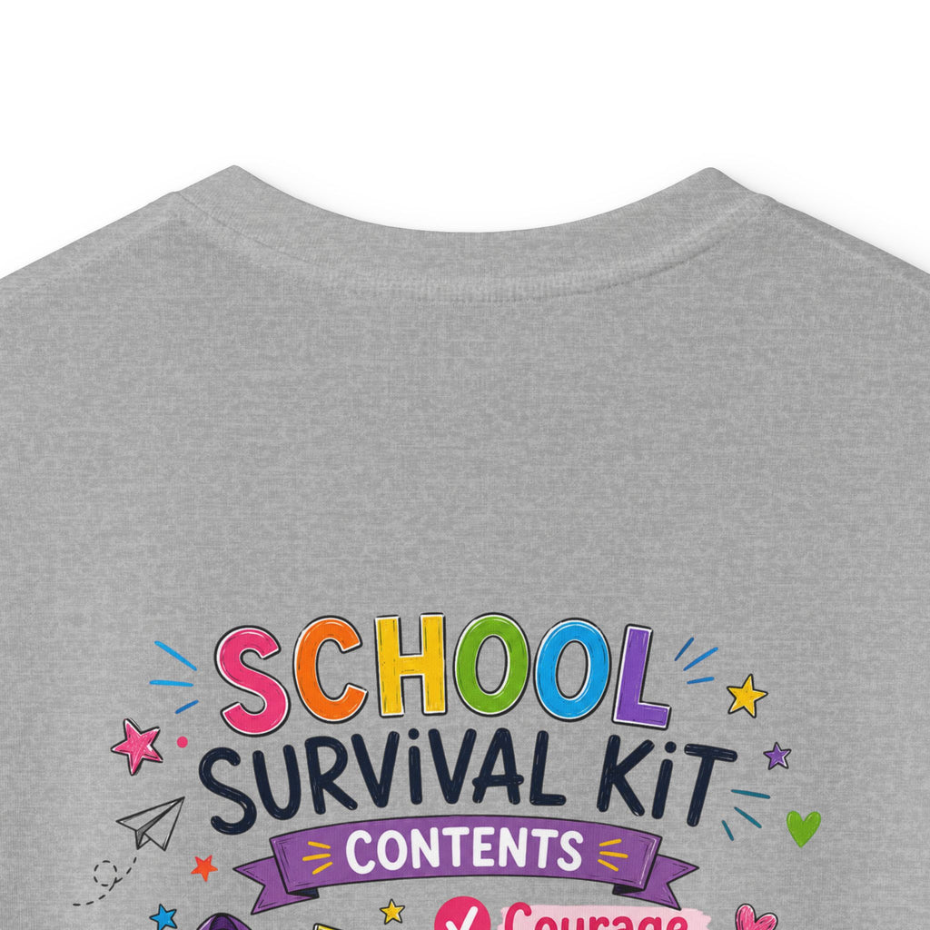 Kids Softstyle Tee- Personalized back to school, with Name, grade, and school survival kit