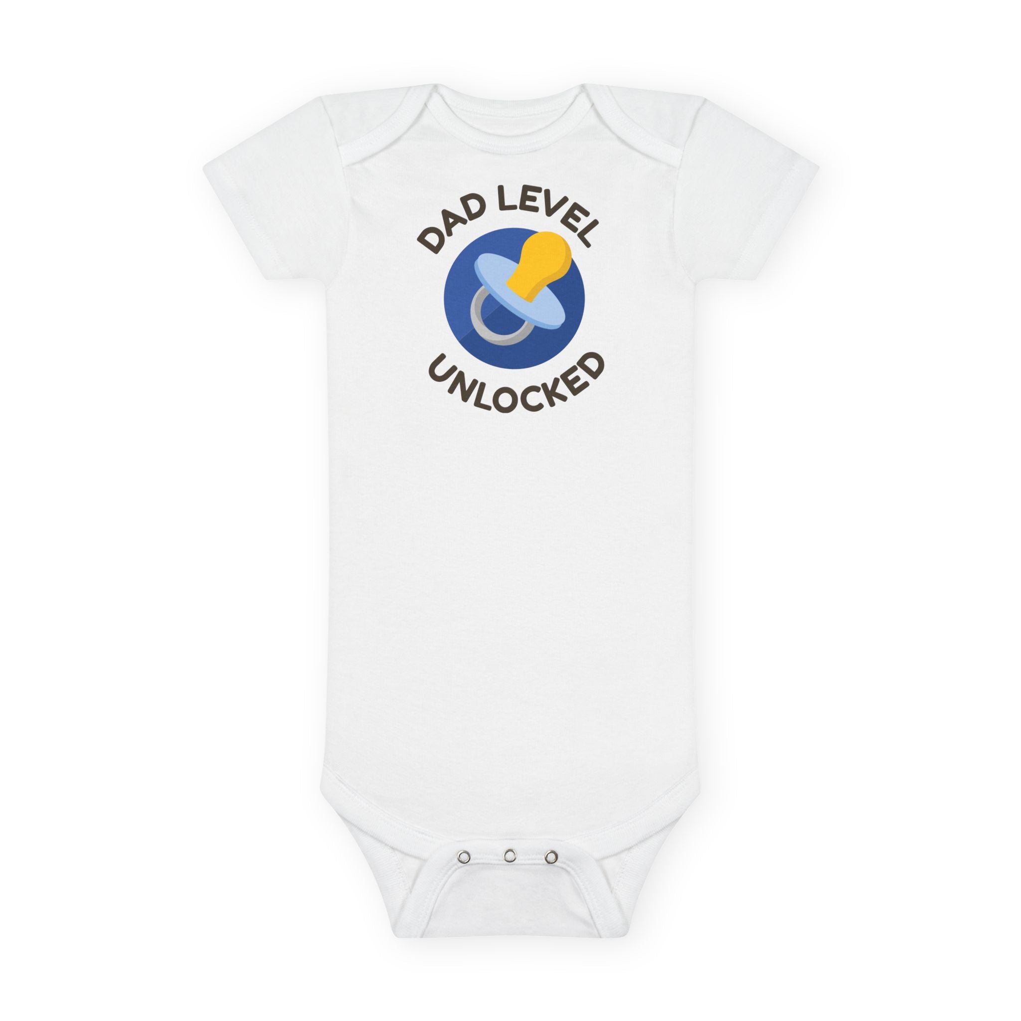 Dad Level Unlocked Baby Onesie - Organic Baby Bodysuit with Pacifier Graphic