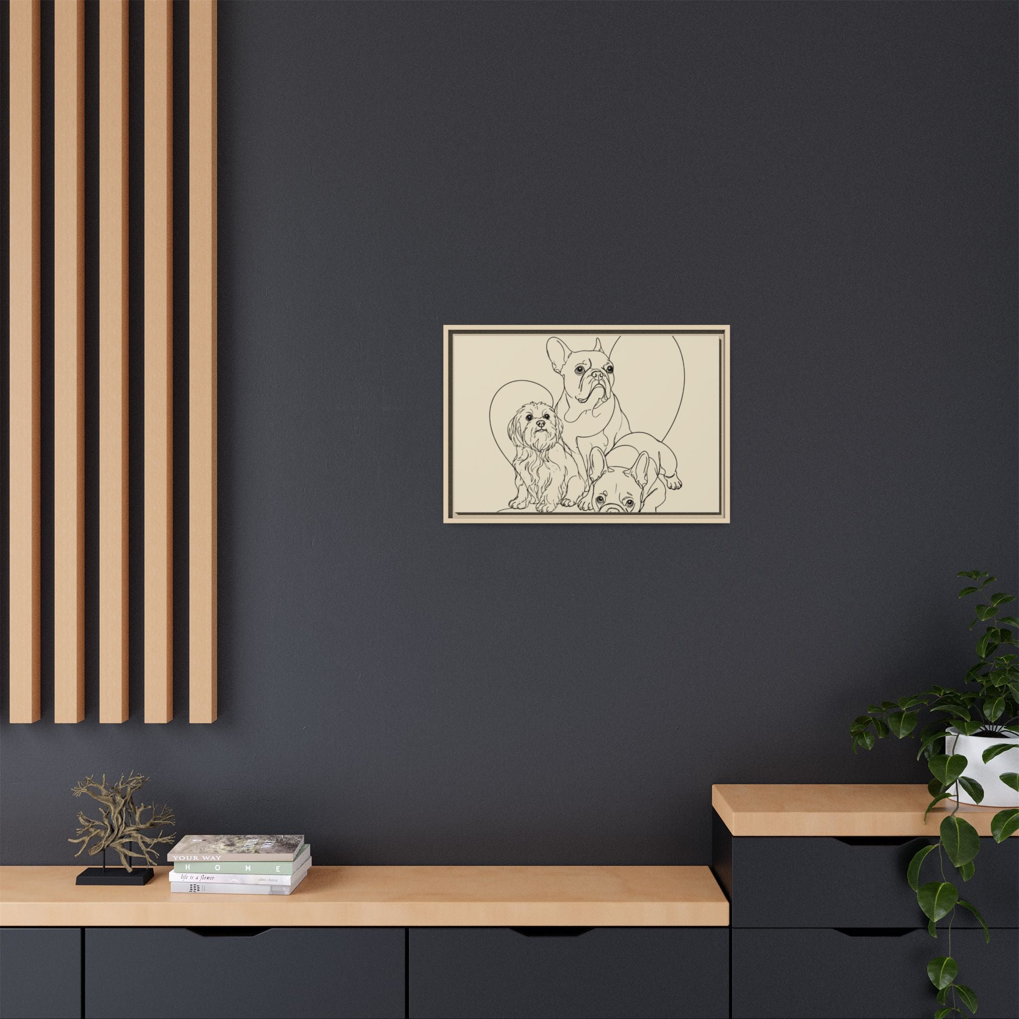Frenchie Matte Canvas, Framed (Multi-color)