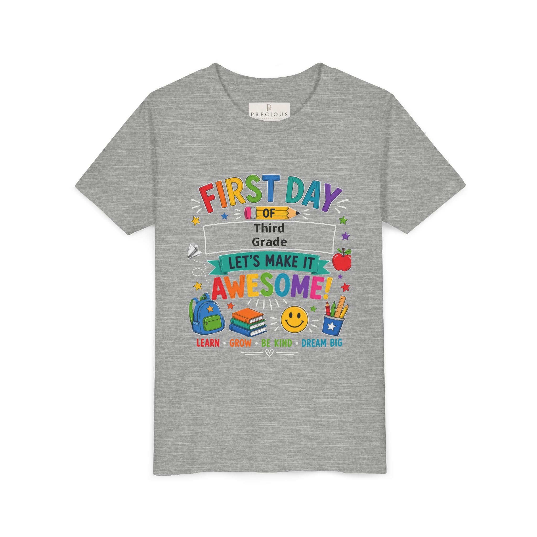 First Day of School Personalized Youth Tee — "Let's Make It Awesome!" Backname Personalizable (David 2026)
