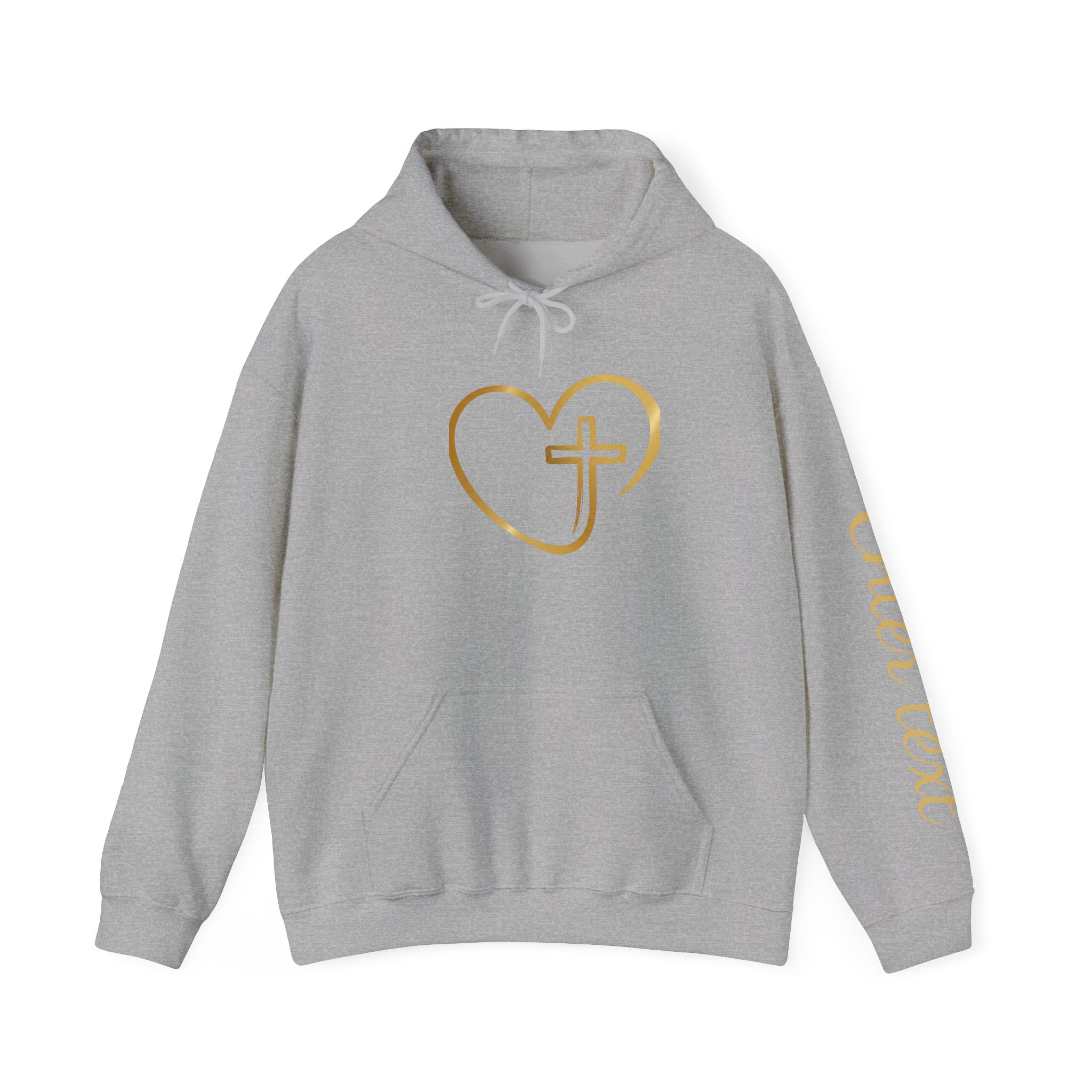 Copy of Personalized Christian Heart Hoodie — Gold Cross Heart Religious Pullover