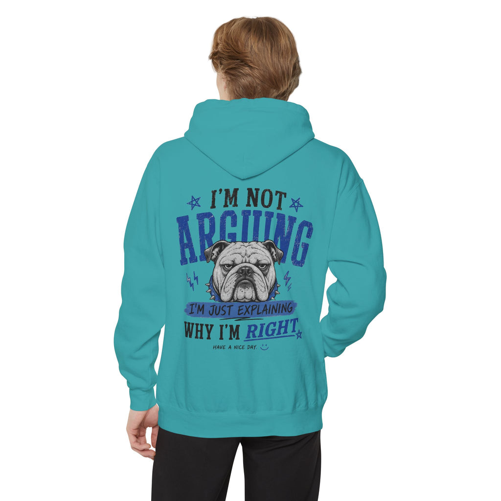 Peace Sign bulldog Hoodie "Explaining Why I Am Right"—  Graphic Pullover
