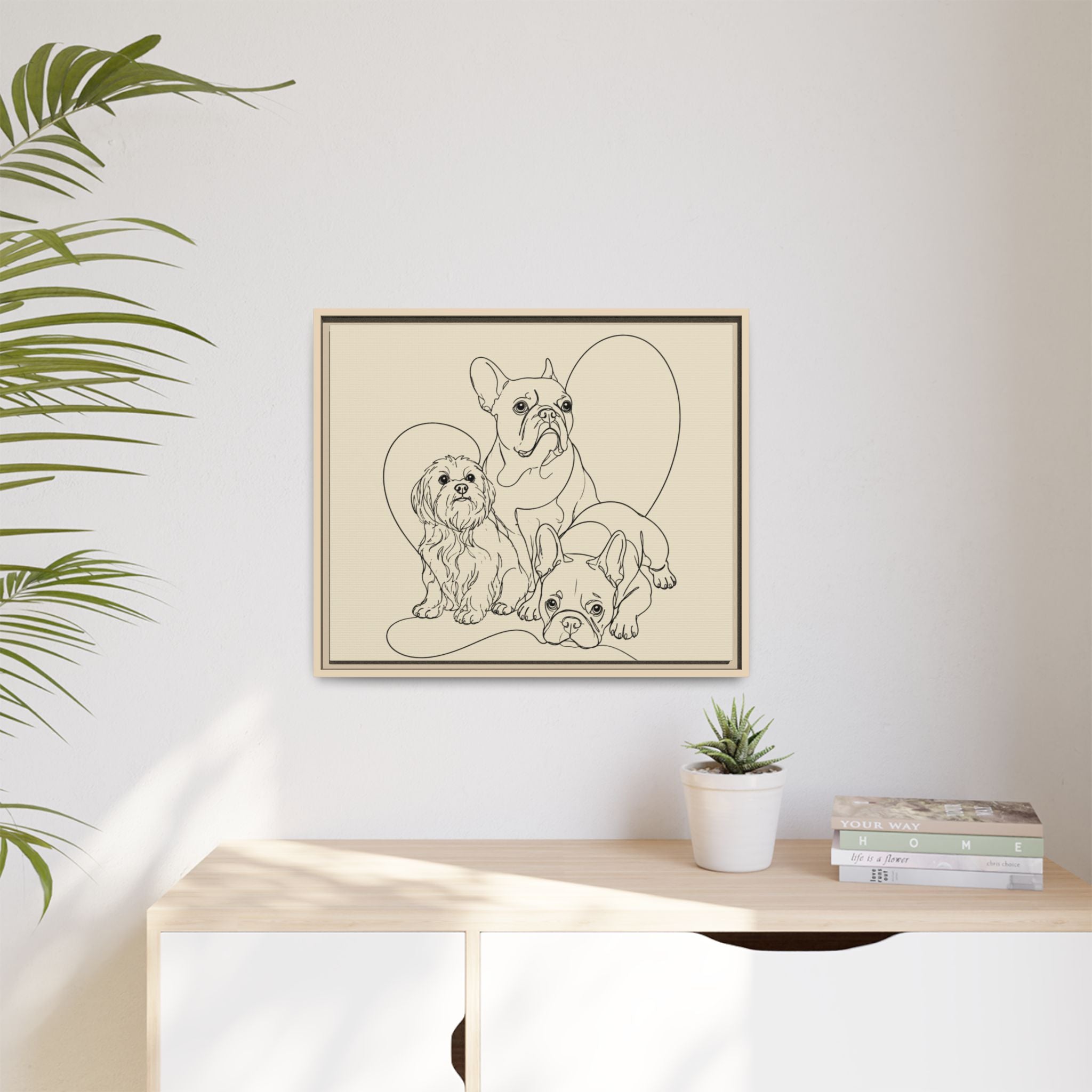 Frenchie Matte Canvas, Framed (Multi-color)