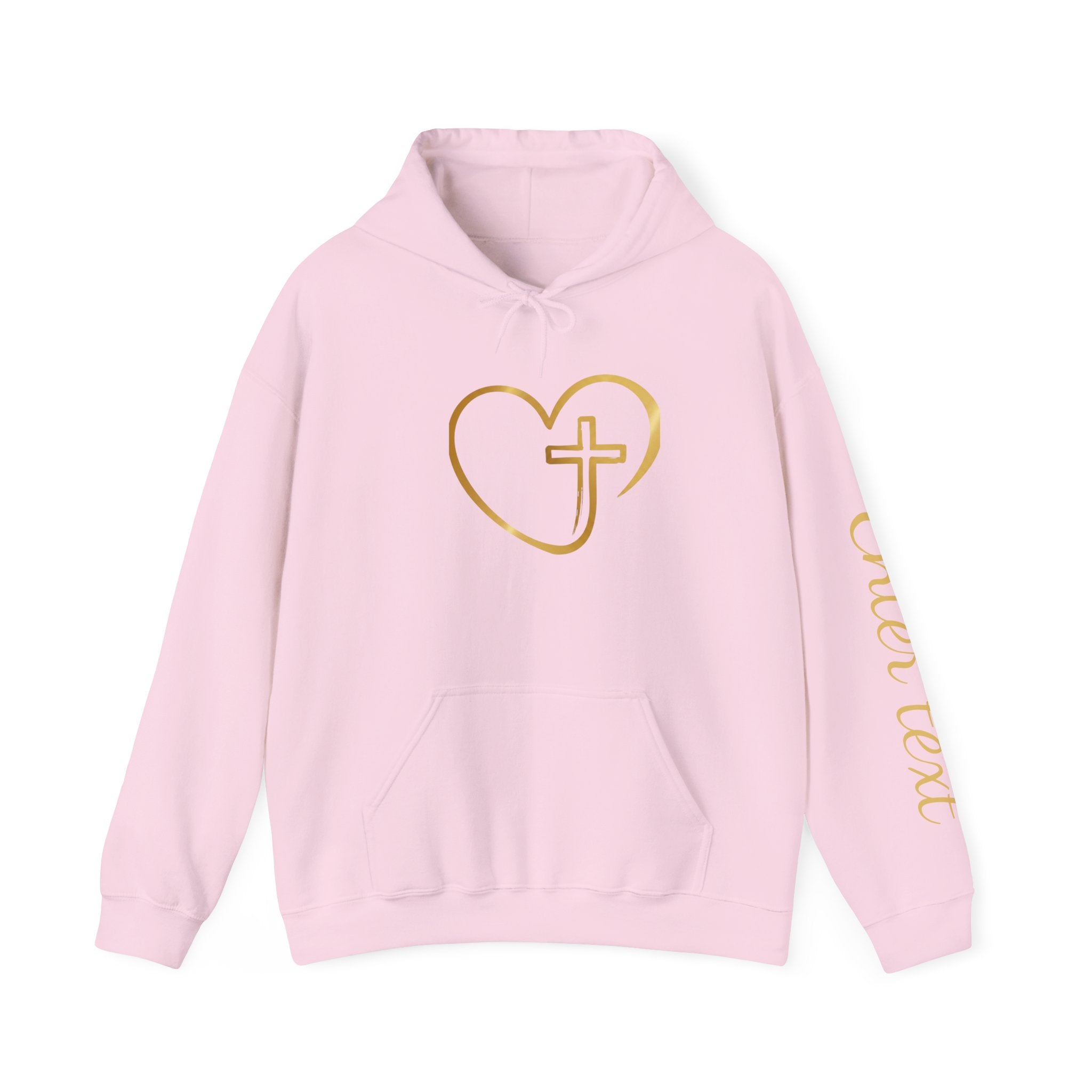 Copy of Personalized Christian Heart Hoodie — Gold Cross Heart Religious Pullover