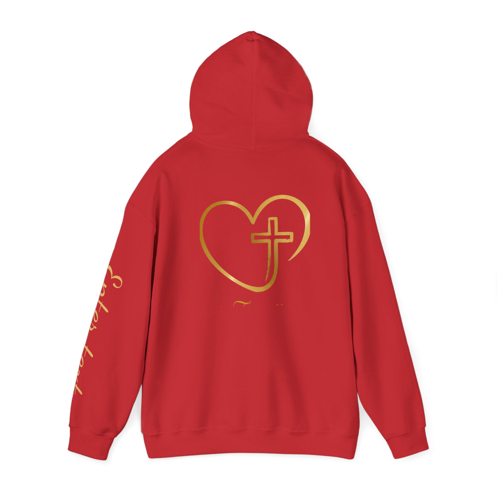 Copy of Personalized Christian Heart Hoodie — Gold Cross Heart Religious Pullover