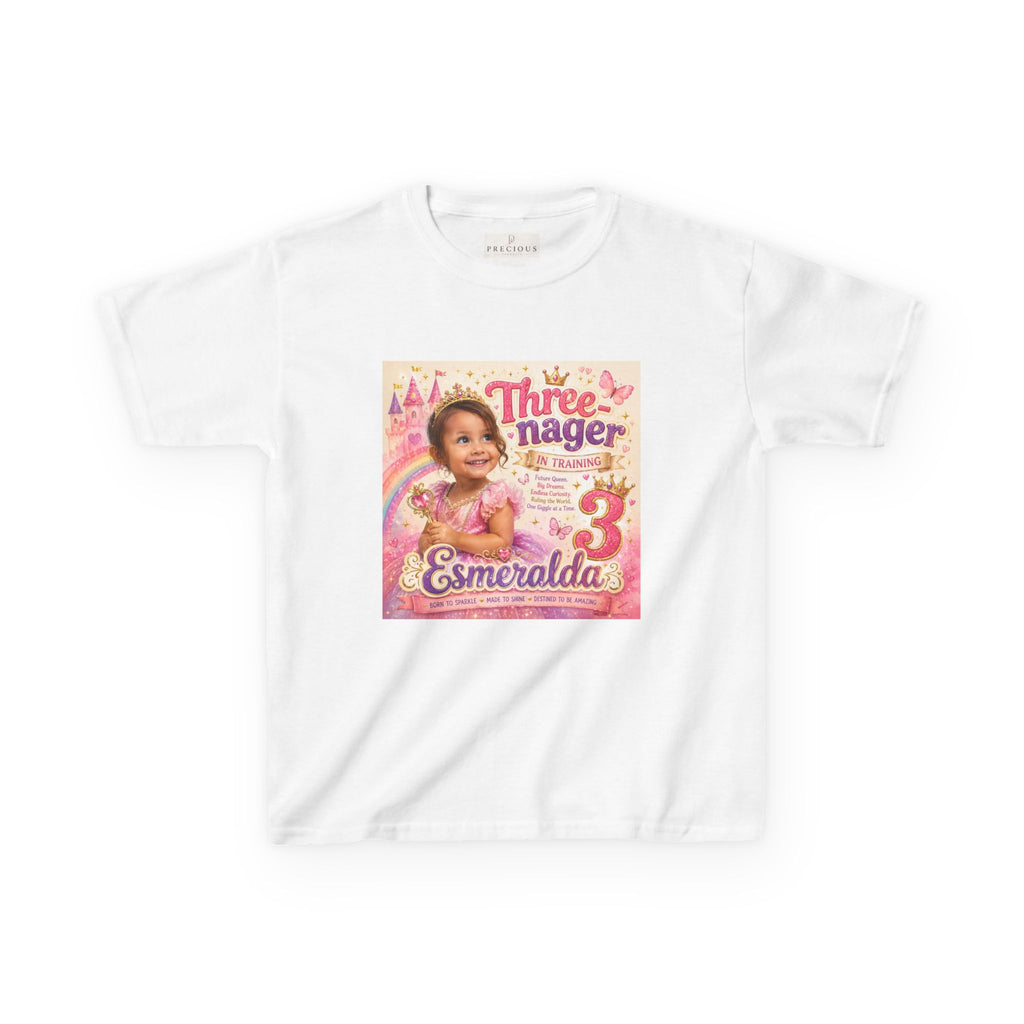 3rd Birthday Kids Tee — "Three-nager" Personalized Name Shirt (I Am 3 Years Old: Cute, Smart, Sassy, Funny)
