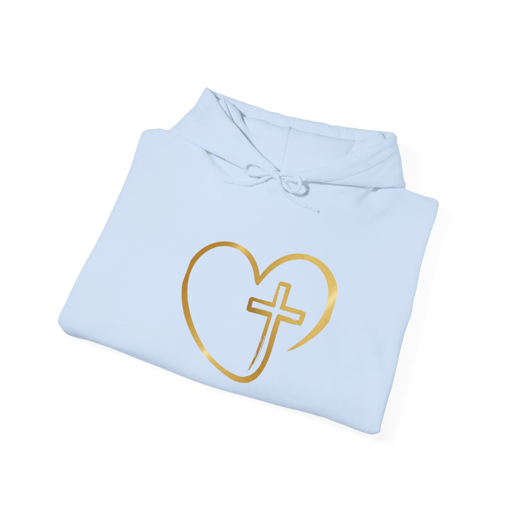 Copy of Personalized Christian Heart Hoodie — Gold Cross Heart Religious Pullover