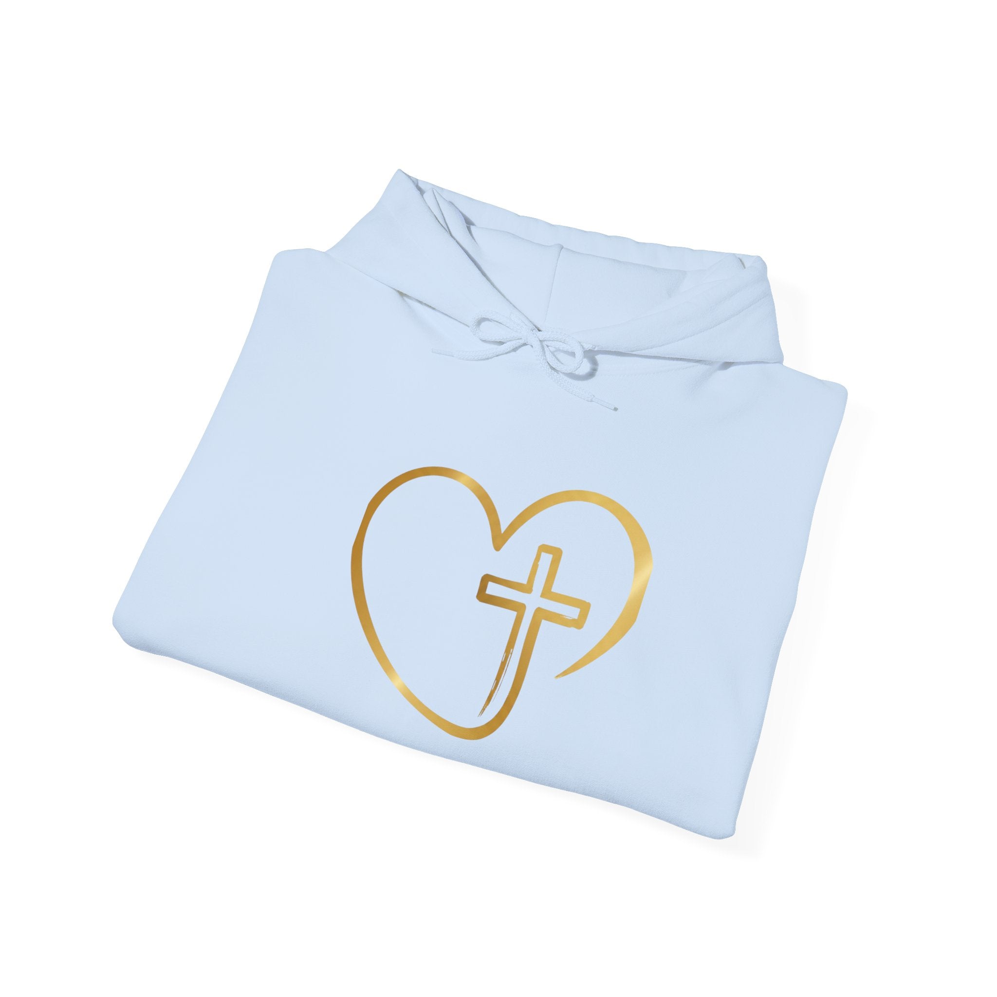 Copy of Personalized Christian Heart Hoodie — Gold Cross Heart Religious Pullover