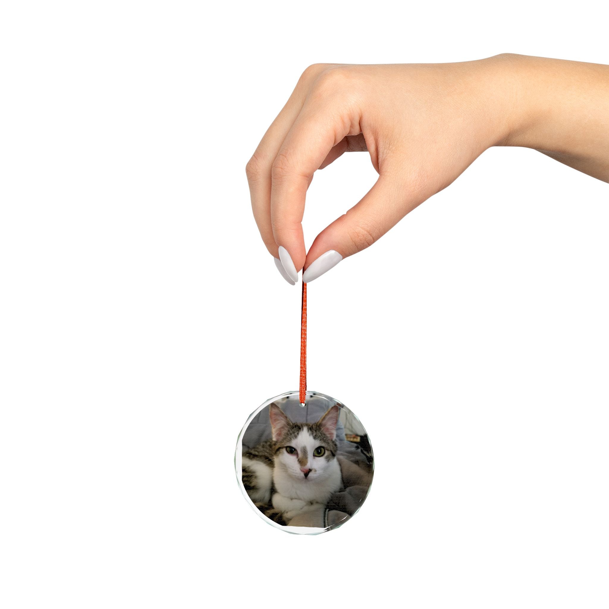 Personalized Glass Cat Ornament — Photo Pet Keepsake for Christmas & Gifts
