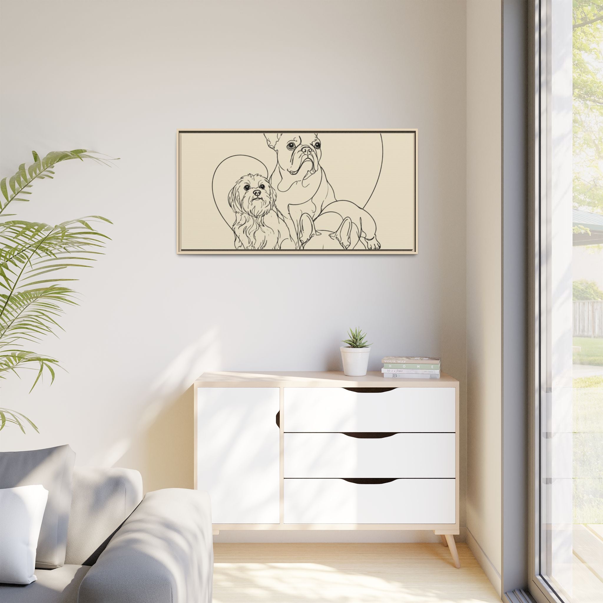 Frenchie Matte Canvas, Framed (Multi-color)