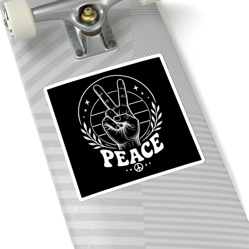 Peace Hand Kiss-Cut Sticker — Retro Victory Sign Sticker for Laptops & Journals