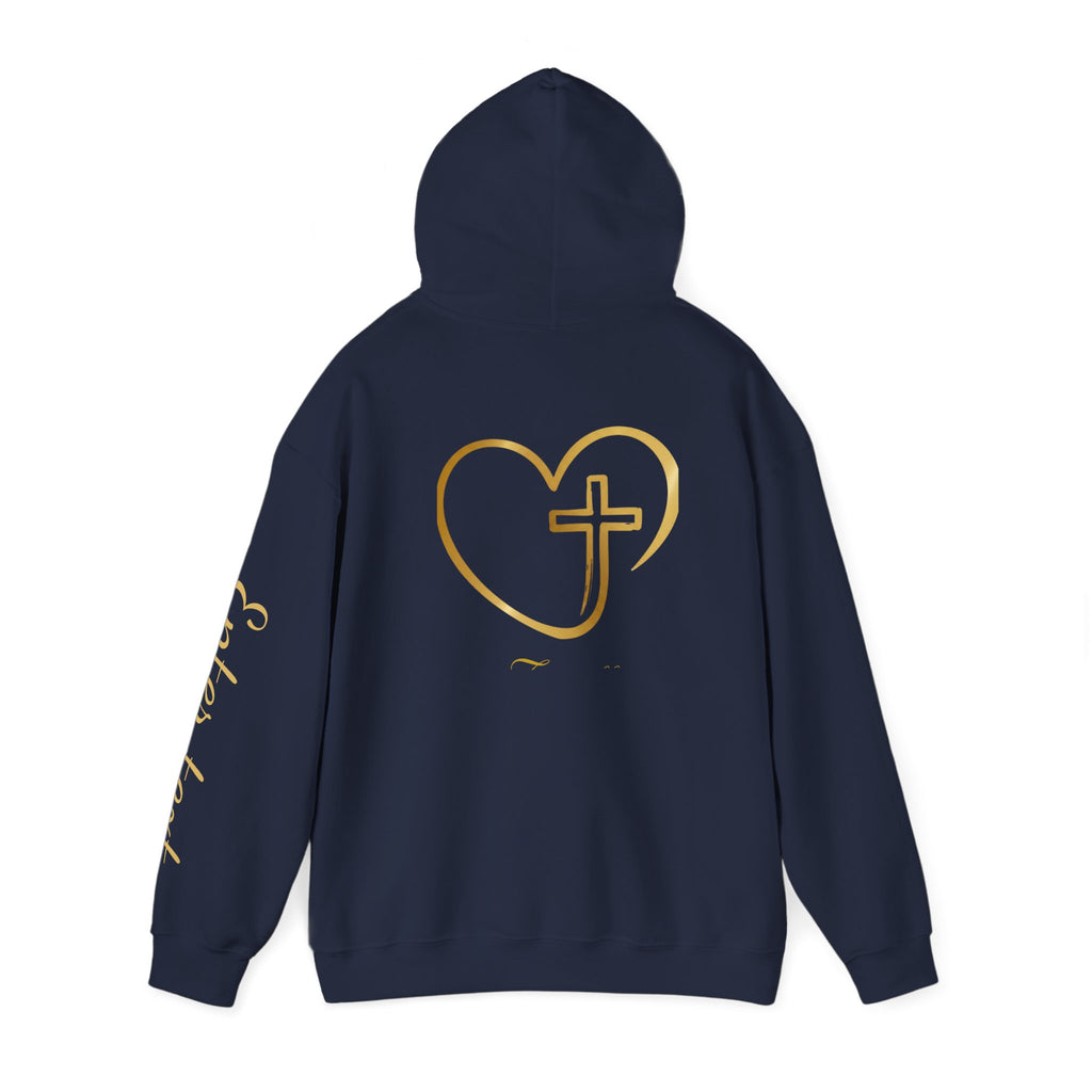 Copy of Personalized Christian Heart Hoodie — Gold Cross Heart Religious Pullover