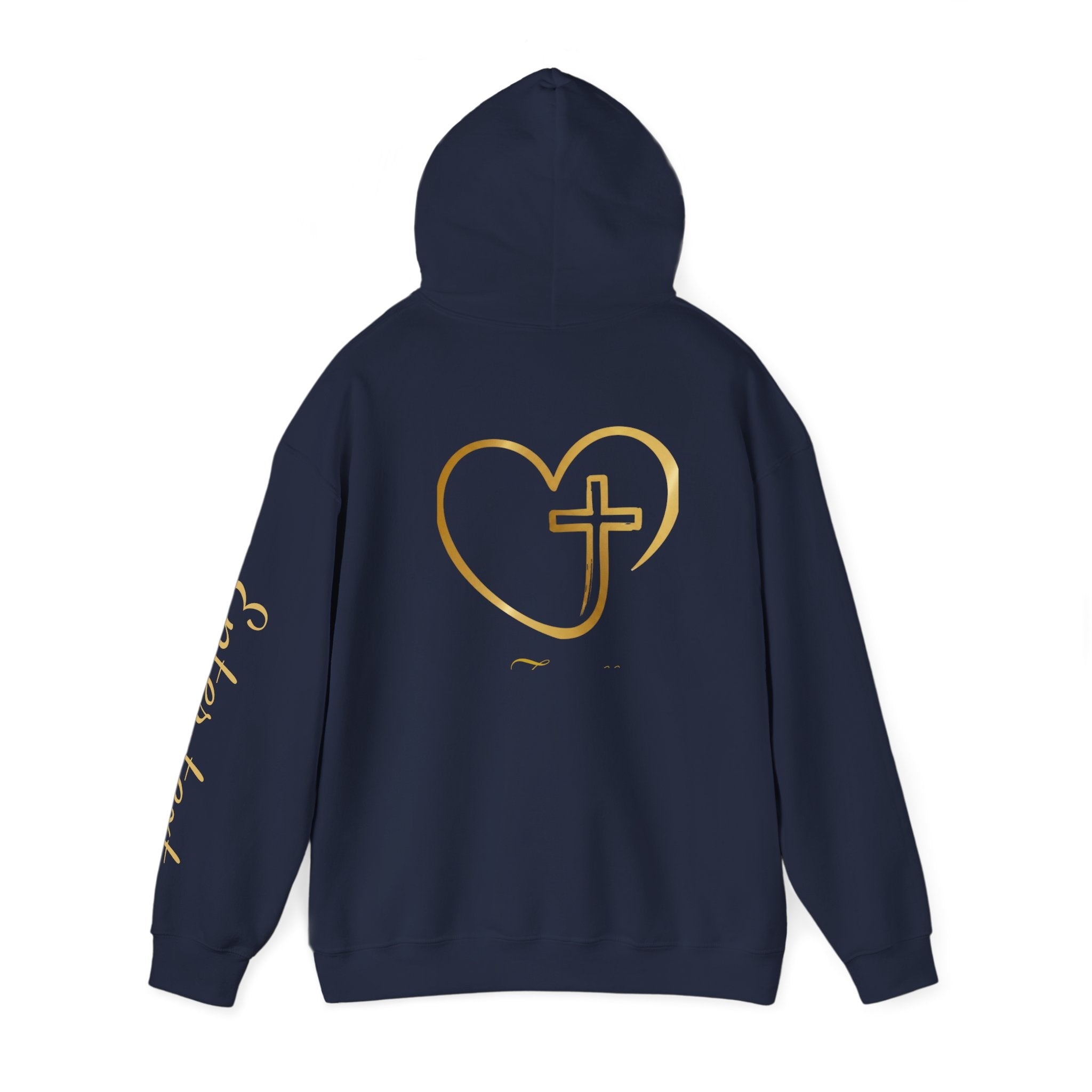 Copy of Personalized Christian Heart Hoodie — Gold Cross Heart Religious Pullover
