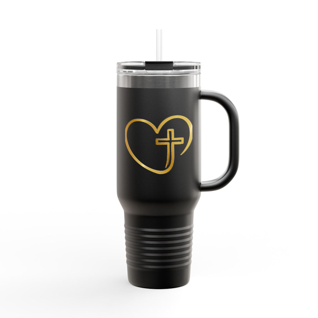 Personalized Christian Heart Cross 40oz Insulated Travel Mug