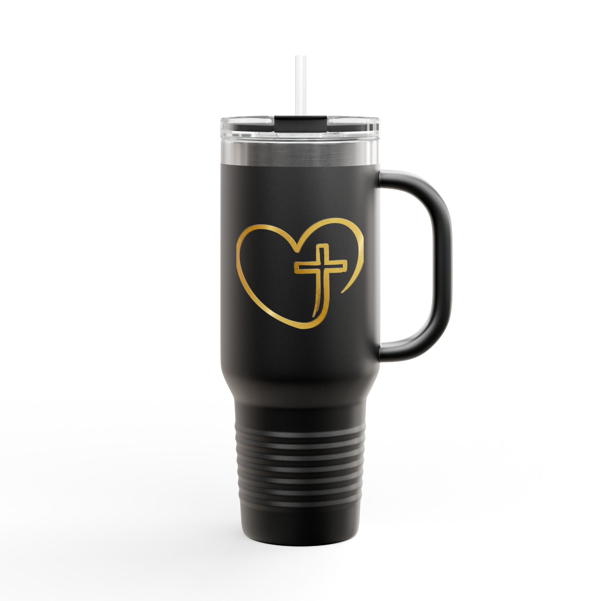 Personalized Christian Heart Cross 40oz Insulated Travel Mug