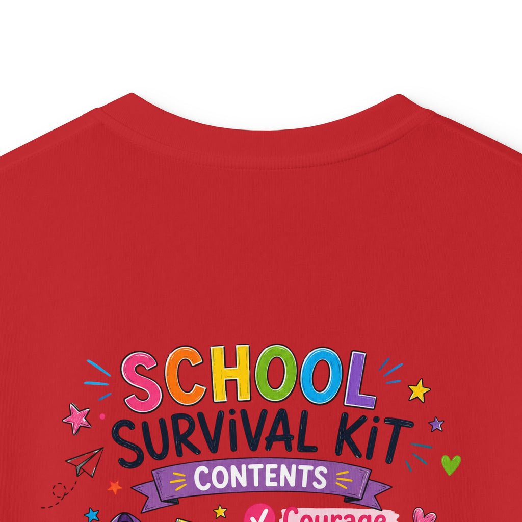 Kids Softstyle Tee- Personalized back to school, with Name, grade, and school survival kit