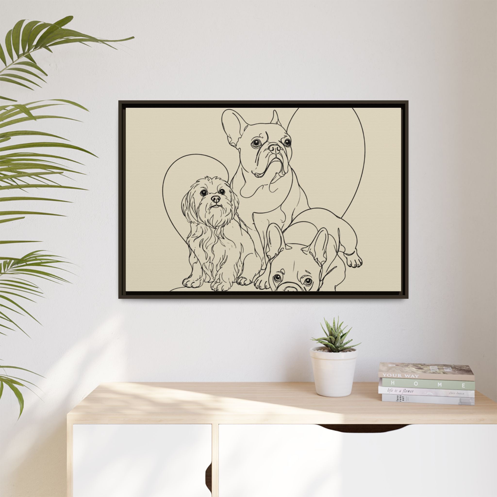 Frenchie Matte Canvas, Framed (Multi-color)