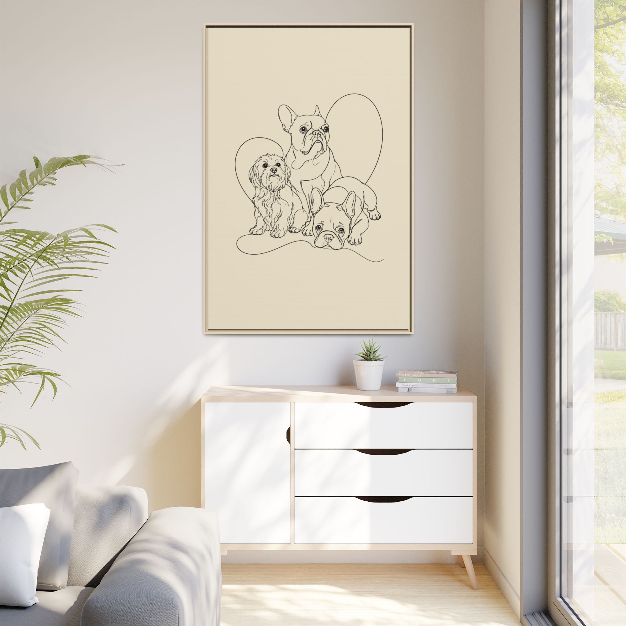 Frenchie Matte Canvas, Framed (Multi-color)