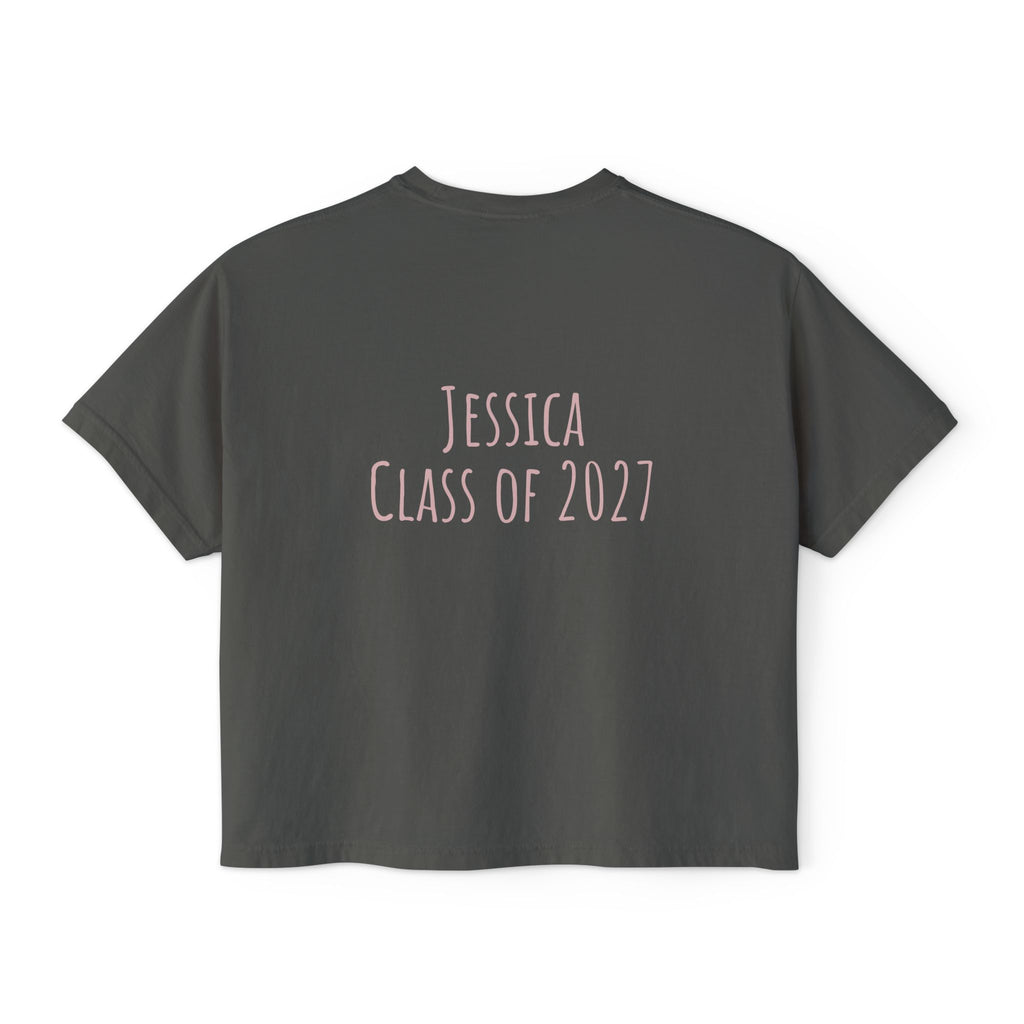 Women's Boxy Tee — Personalized "The Next Chapter" Graduation Shirt (Custom Name, Custom Class of )